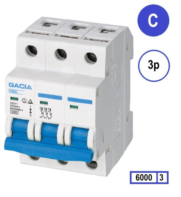 Automatinis išjungėjas GACIA SB6L-3C20 inst. 3p C20 6kA